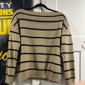 Striped Beige and Black Women's Sweater